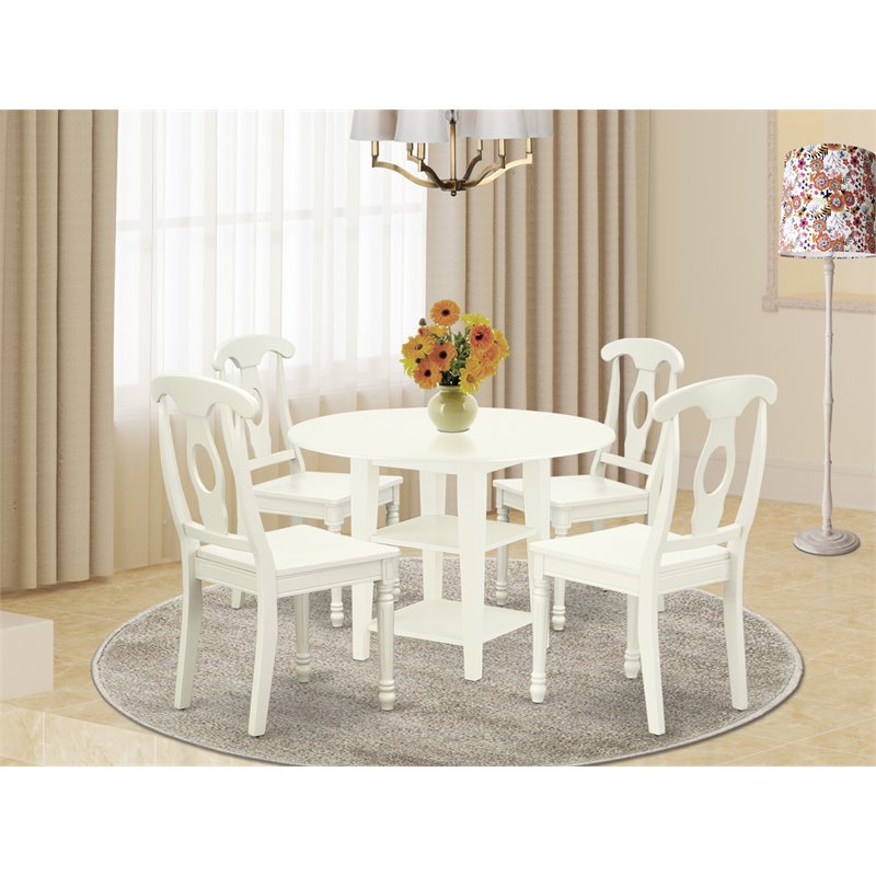 East West Furniture Sudbury 5-piece Wood Dinette Table and Chairs in White