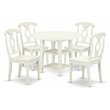 East West Furniture Sudbury 5-piece Wood Dinette Table and Chairs in White