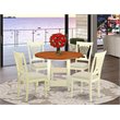 East West Furniture Sudbury 5-piece Wood Dining Set with Fabric Seat in Cherry