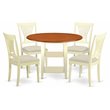 East West Furniture Sudbury 5-piece Wood Dining Set with Fabric Seat in Cherry