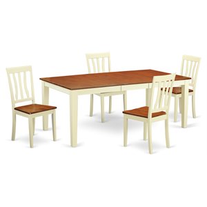 east west furniture quincy 5-piece wood dinette set in buttermilk/cherry