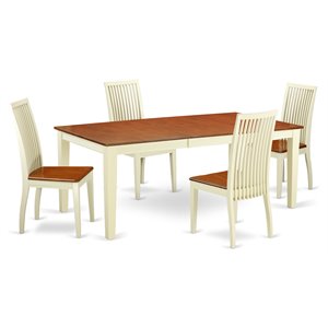 east west furniture quincy 5-piece wood kitchen table set in buttermilk/cherry