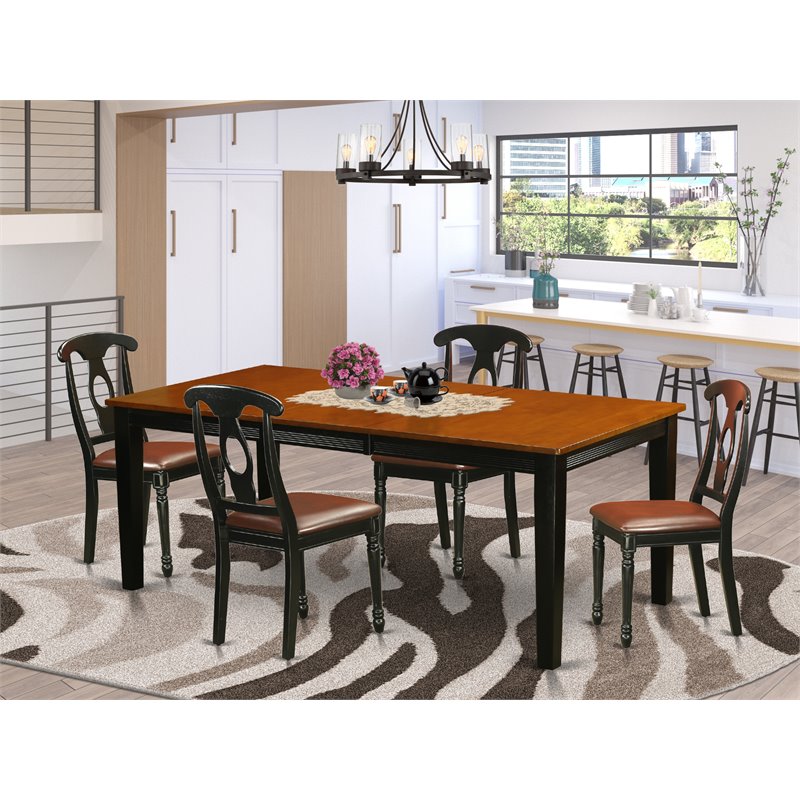 East West Furniture Quincy 5-piece Wood Dining Table and Chairs in Black/Cherry