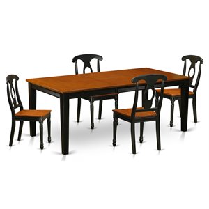 east west furniture quincy 5-piece wood table and dining chair set in black