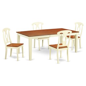 east west furniture quincy 5-piece wood dinette table set in buttermilk/cherry