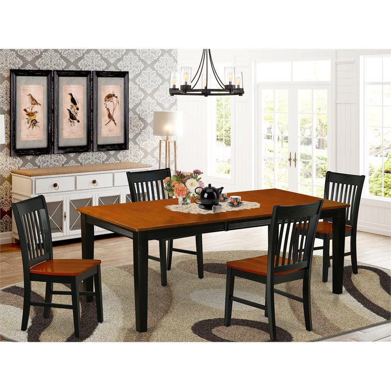 East West Furniture Quincy 5-piece Dining Set with Rectangular Table in Black