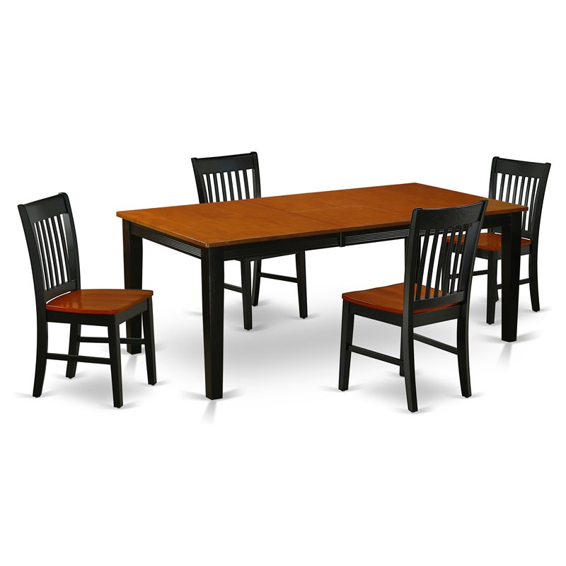 East West Furniture Quincy 5-piece Dining Set with Rectangular Table in Black