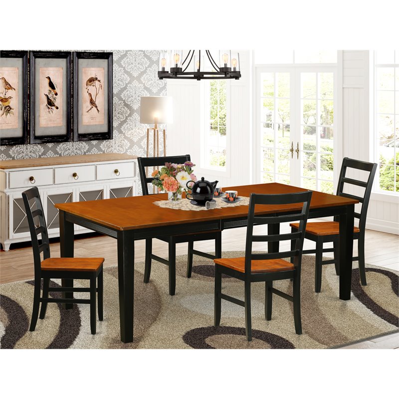 East West Furniture Quincy 5-piece Wood Kitchen Table Set in Black/Cherry