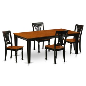 east west furniture quincy 5-piece wood dining room table set in black/cherry