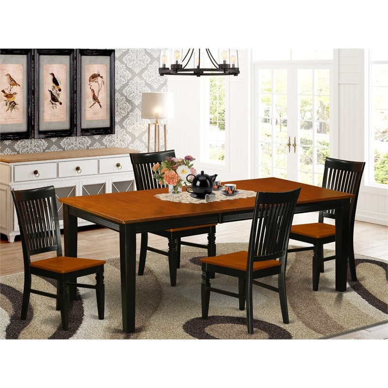 East West Furniture Quincy 5-piece Wood Kitchen Set in Black/Cherry