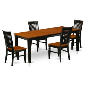 east west furniture quincy 5-piece wood kitchen set in black/cherry