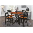 East West Furniture Trenton 5-piece Wood Kitchen Set in Black/Cherry