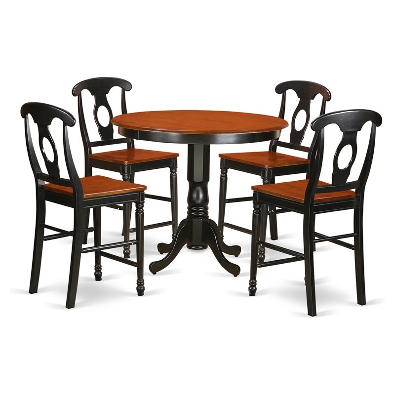 East West Furniture Trenton 5-piece Counter Height Dining Set in Black/Cherry