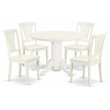 East West Furniture Shelton 5-piece Wood Dining Set in Linen White