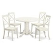 East West Furniture Shelton 5-piece Wood Dining Table Set in Linen White