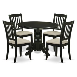East West Furniture Shelton 5-piece Wood Dining Set with Cushion Seat in Black