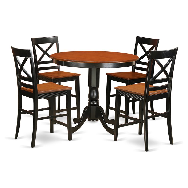 East West Furniture Trenton 3-piece Wood Dining Set in Black/Cherry
