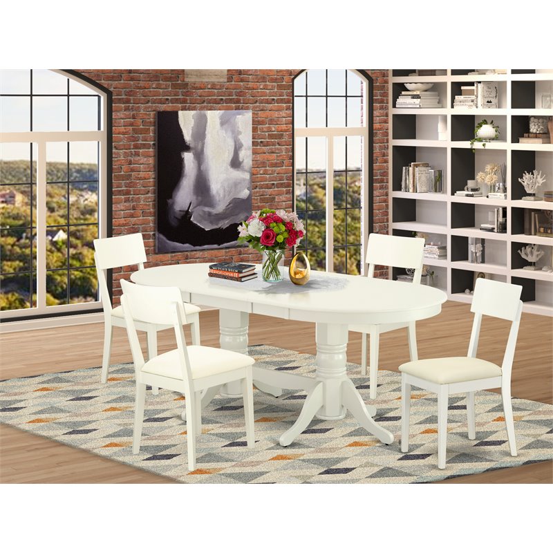 East West Furniture Vancouver 5-piece Wood Dining Set in Linen White