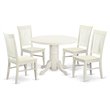 East West Furniture Shelton 5-piece Dinette Table and Chair Set in Linen White