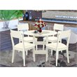 East West Furniture Sudbury 5-piece Wood Dining Set with Leather Seat in White