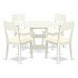 East West Furniture Sudbury 5-piece Wood Dining Set with Leather Seat in White