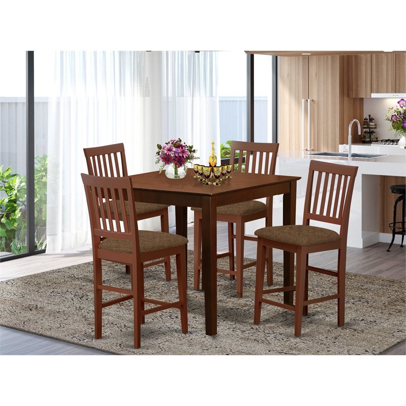 East West Furniture Vernon 5-piece Traditional Wood Dining Set in Mahogany