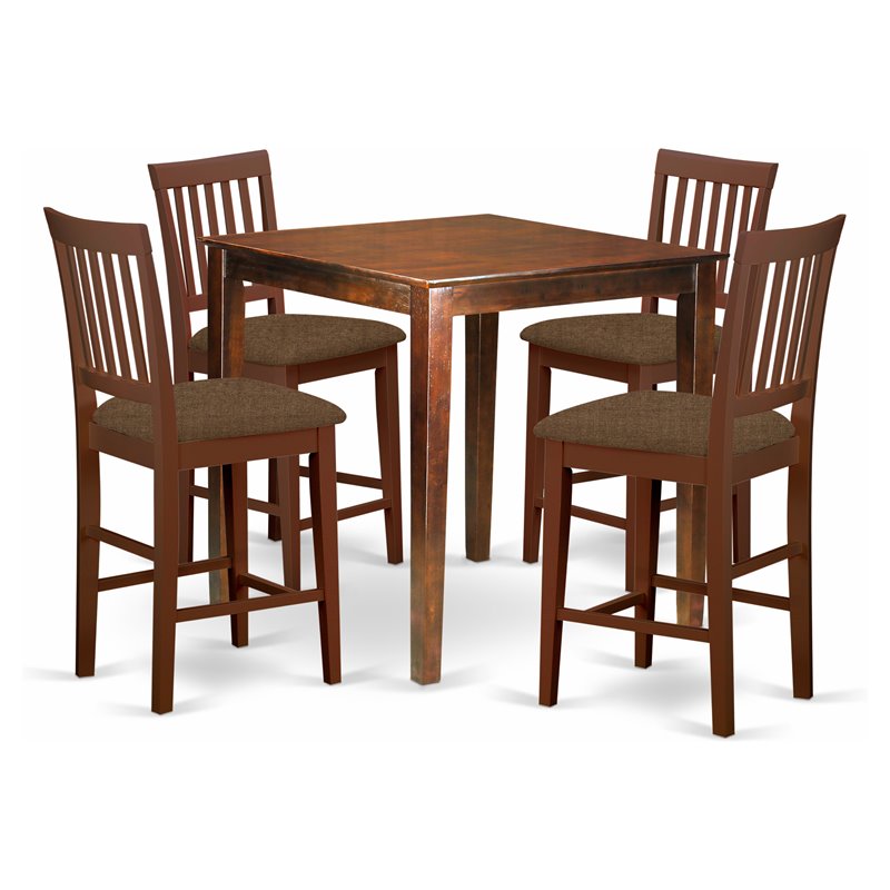 East West Furniture Vernon 5-piece Traditional Wood Dining Set in Mahogany