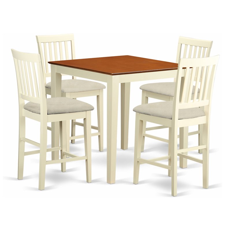 East West Furniture Vernon 5-piece Wood Dining Set in Buttermilk/Cherry