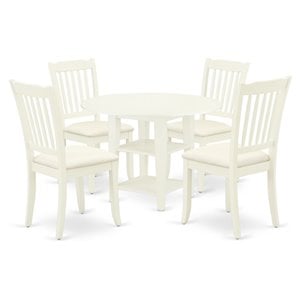 East West Furniture Sudbury 5-piece Wood Dining Set with Fabric Seat in White