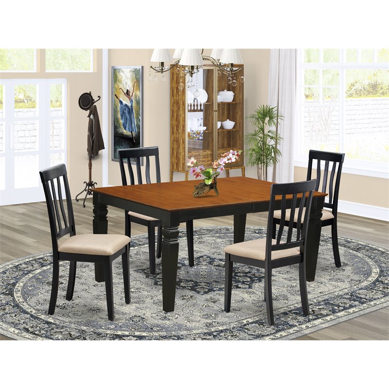 East West Furniture Weston 5-piece Wood Kitchen Set in Black/Cherry