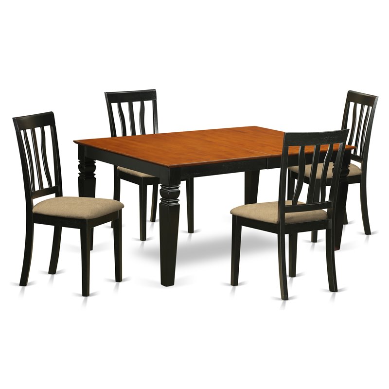 East West Furniture Weston 5-piece Wood Kitchen Set in Black/Cherry