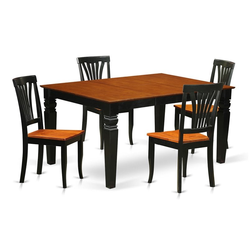 East West Furniture Weston 7-piece Wood Dining Set in Black/Cherry