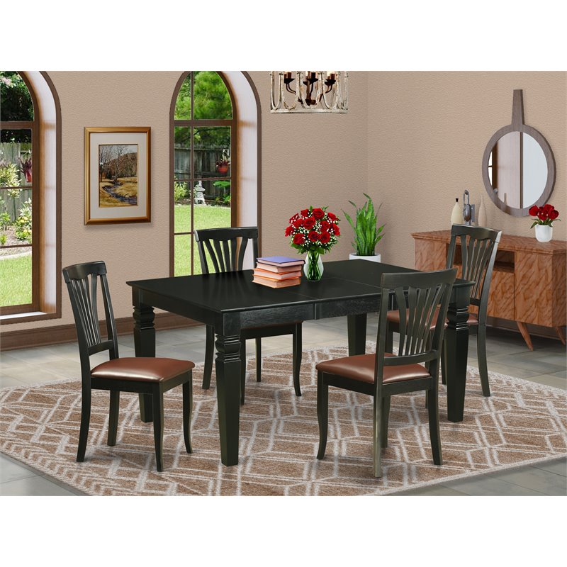 East West Furniture Weston 5-piece Traditional Wood Kitchen Set in Black