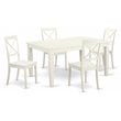 East West Furniture Weston 5-piece Wood Dining Table Set in Linen White