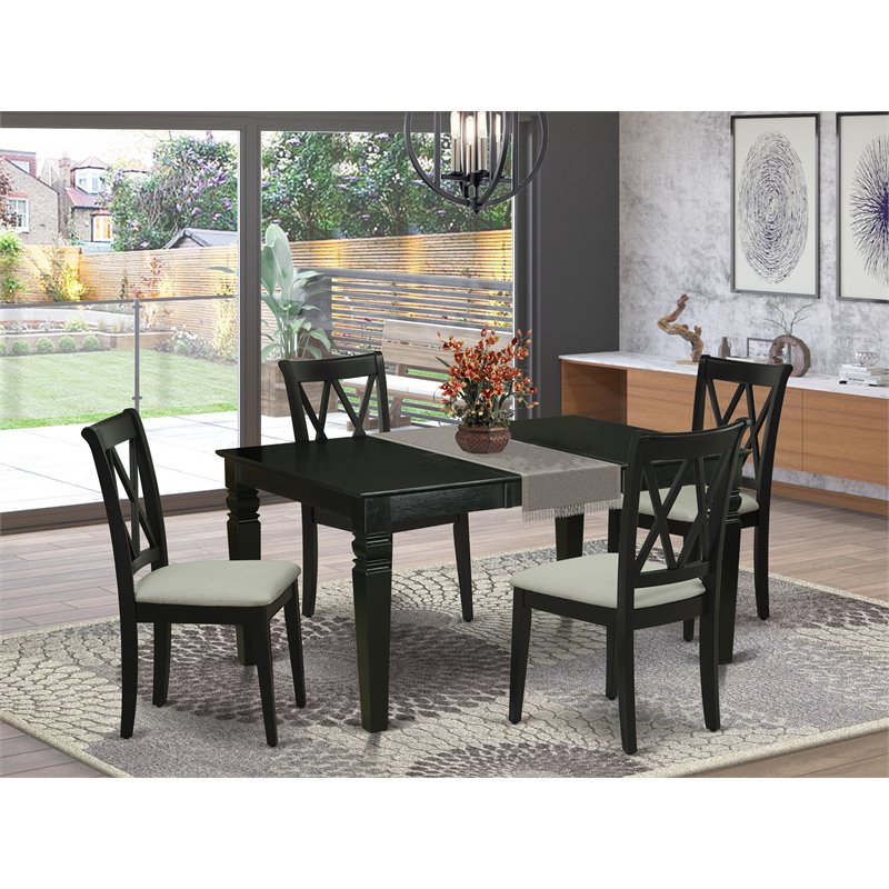 East West Furniture Weston 5-piece Wood Dinette Table Set in Black