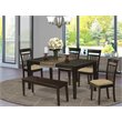 East West Furniture Capri 6-piece Wood Kitchen Set in Cappuccino