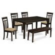 East West Furniture Capri 6-piece Wood Kitchen Set in Cappuccino
