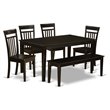 East West Furniture Capri 6-piece Wood Kitchen Set with Bench in Cappuccino