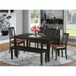 East West Furniture Dudley 6-piece Traditional Wood Kitchen Table Set in Black