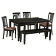 East West Furniture Dudley 6-piece Traditional Wood Kitchen Table Set in Black