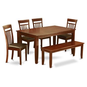 East West Furniture Dudley 6-piece Wood Kitchen Set in Mahogany