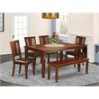 East West Furniture Dudley 6-piece Wood Kitchen Table Set in Mahogany
