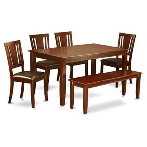 East West Furniture Dudley 6-piece Wood Kitchen Table Set in Mahogany