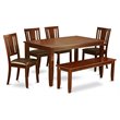 East West Furniture Dudley 6-piece Wood Kitchen Table Set in Mahogany