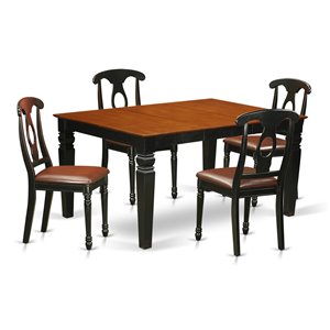 East West Furniture Weston 5-piece Wood Dinette Table Set in Black/Cherry