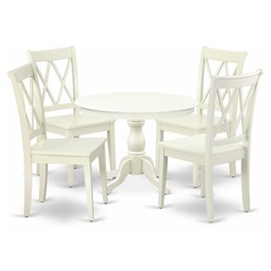 East West Furniture Hartland 5-piece Wood Dining Room Set in Linen White