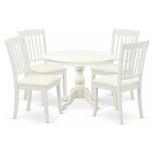East West Furniture Hartland 5-piece Wood Dining Table and Chair Set in White