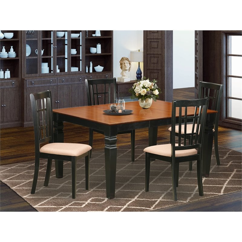 East West Furniture Weston 5-piece Wood Dinette Table and Chair Set in Cherry