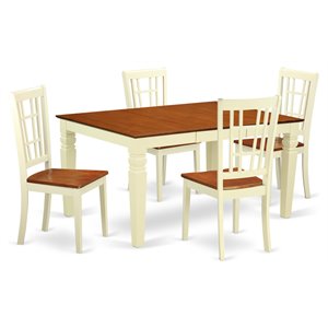 East West Furniture Weston 5-piece Wood Dinette Table Set in Buttermilk/Cherry