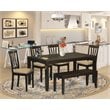 East West Furniture Lynfield 6-piece Wood Dining Set with Bench in Cappuccino